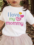 Men's T-Shirt I Love My Mommy Colorful Embroidered Letters With Hearts Design On Shirt