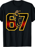 Men's T-Shirt Dynamic Sunlit Silhouette With Large Golden Number Tennis Player