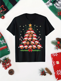 Men's T-Shirt Festive Holiday Tree With Gingerbread Cookies And Shining Golden Star Christmas Tree