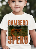 Men's T-Shirt Gambero Spero Brown Block Letters Over A Lobster Holding Rifle