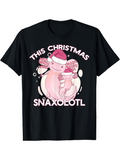 Men's T-Shirt This Christmas Cute Pink Axolotl With Santa Hat Surrounded By Bubbles