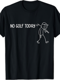 Men's T-Shirt No Golf Today Playful Sad Cartoon Figure Under Text