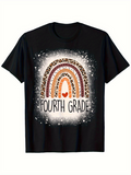 Men's T-Shirt Fourth Grade Hand Painted Boho Glitter Rainbow With Abstract Dots Heart