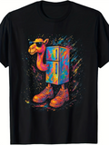Men's T-Shirt Colorful Camel With Refrigerator Wearing Sneakers Artistic Camel