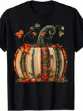 Men's T-Shirt Autumn Leaves With Books Forming A Whimsical Pumpkin