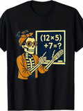 Men's T-Shirt Funny Skeleton Teacher With Sunglasses At Chalkboard