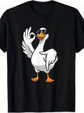 Men's T-Shirt Cool Cartoon White Goose Wearing Sunglasses And Making Hand Gesture Goose