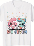 Men's T-Shirt Six Seven With Smiling Cartoon Numbers And Colorful Stars