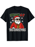 Men's T-Shirt Feeling 67 This Christmas With Sunglasses Wearing Santa Surrounded By Snowflakes Santa Claus