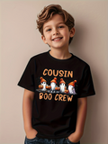 Men's T-Shirt Cousin Boo Crew With Pumpkins Party Hats And Smiling Ghosts