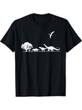 Men's T-Shirt Silhouetted White Trees Ancient Prehistoric Walking Among Flying Dinosaur