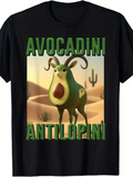 Men's T-Shirt Avocadini Antilopini Surreal Avocado Creature Roaming Desert Undulating Sands