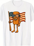 Men's T-Shirt Cartoon Character With Sunglasses Holding American Flag