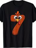 Men's T-Shirt Cartoon Style Chicken Face Forming The Number Seven