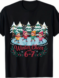 Men's T-Shirt Winter Cheer With Skating Kids On Frozen Lake