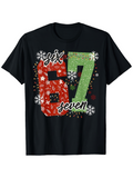 Men's T-Shirt Six Seven Colorful Festive Numbers Covered With Christmas Snowflakes