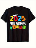 Men's T-Shirt 2025 4th Grade Squad Colorful Block Letters With Graduation Cap