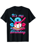Men's T-Shirt Its My Birthday With Colorful Donut Baseball And Glowing Bats Birthday
