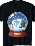 Men's T-Shirt Festive Snow Globe With Presents Christmas Tree And Snowman