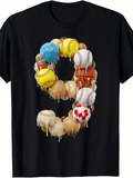 Men's T-Shirt Assorted Sports Balls Melting Dripping Creating Number Nine