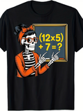 Men's T-Shirt Vintage Mathematics Skeleton Teacher With Blackboard And Chalk