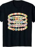 Men's T-Shirt Happy Hundred Days Of School Candy Beads Colorful Classroom Bracelet