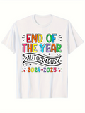 Men's T-Shirt End Of The Year Colorful Lettering With Doodles And Stars Autographs Tshirt