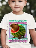 Men's T-Shirt Biteballoon Watermelon Surrounded By Sparkling Light And Smiling Capybara
