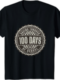 Men's T-Shirt Racing Through School Motif With Vintage Circle Graphic Centerpiece