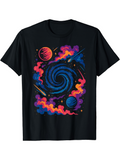 Men's T-Shirt Colorful Clouds Cosmic Swirl With Vibrant Planets In Space Galaxy