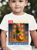 Men's T-Shirt Red White And Chimpanzini Bananini Surrounded By Fireworks Wearing A Patriotic Hat Chimpanzee