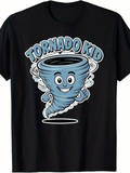 Men's T-Shirt Tornado Kid With Smiling Face Spinning Cyclone Cartoon Character