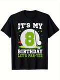 Men's T-Shirt Its My 8 Birthday Lets Par Tee With Golf Course Elements Golf Ball