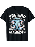 Men's T-Shirt Pretend I Am Mammoth Surrounded By Snowflakes And Cute Blue Woolly Mammoth