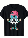 Men's T-Shirt Playful Cartoon Soccer Theme Wearing Sneakers Number Eight