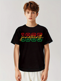 Men's T-Shirt Juneteenth Retro Multicolor Print With Overlapping Numbers And Leaf Motifs Year