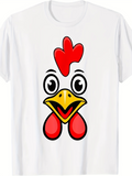 Men's T-Shirt Cartoon Style With Colorful Happy Expression Chicken Face