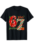 Men's T-Shirt Six Seven Christmas Trees With Striped Candy Cane And Gift Boxes Number
