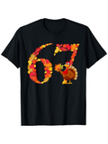 Men's T-Shirt Colorful Autumn Leaves And Turkey Surrounded By Festive Thanksgiving Cheer Number