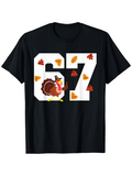 Men's T-Shirt Playful Turkey Among Autumn Leaves With Large Bold Numbers