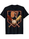 Men's T-Shirt Melted Caramel Number With Two Dripping Bats And Colorful Baseball