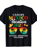 Men's T-Shirt Cancun Mexico Vacation Making Memories Together With Palm Trees Reflected In Sunglasses