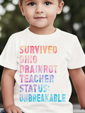 Men's T-Shirt Survived Ohio Brainrot Teacher Status Unbreakable Rainbow Block Letters Shirt