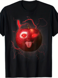 Men's T-Shirt Glowing Red Electric Aura Surrounding Playful Cartoon Apple