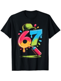 Men's T-Shirt Vivid Graffiti Dripping Multicolored Paint With Dynamic Number Spray Can