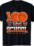 Men's T-Shirt Basketballs Shooting Into Net With Orange Star School Theme
