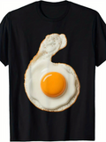 Men's T-Shirt Crispy Edged Sunny Side Up Egg On Black Tee Shirt