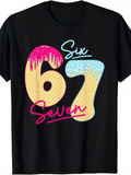 Men's T-Shirt Colorful Ice Cream Pattern With Neon Numbers In Playful Summer Style Number