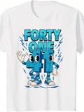 Men's T-Shirt Forty One Happy Cartoon Characters With Blue Lightning Number