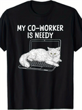 Men's T-Shirt My Coworker Is Needy Fluffy Cat Lounging On Open Laptop